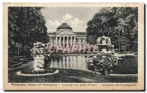 Old Postcard Wiesbaden Kurhaus mit Blumengarten Cure fiowers room with garden