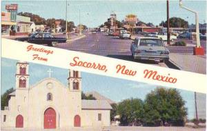 SCENE GREETINGS, SOCORRO NEW MEXICO NM, U.S. HIGHWAY STREET SCENE