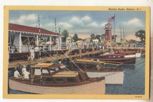 P3313 JL vintage postcard boats harbor people marine basin belmar new jersey