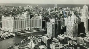 Chicago Birds Eye View Real Photo Postcard RPPC Looking NE from Civic Opera Bldg