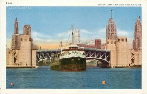 IL, Chicago, Illinois, Outer Drive Bridge and Skyline, AC Company