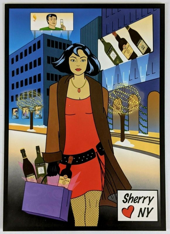 2000s Sherry Loves New York Advertising Postcard Tio Pepe Dry Sack Lustau Palo  
