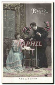 Fantasy - Happy Couple - Desire - Vintage Font - Old Postcard