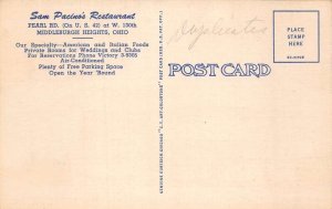 Middleburgh Heights Ohio Sam Pacino's Restaurant Vintage Postcard AA72682