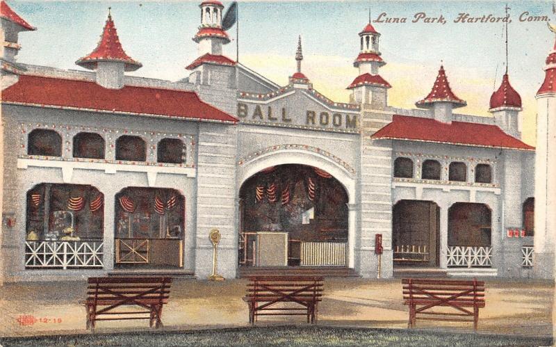 Hartford Connecticut~Luna Amusement Park~Ball Room Close Up~1910 IPCC Postcard 