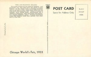 1933 Chicago World's Fair Enchanted Island Aerial View Litho Postcard Un...