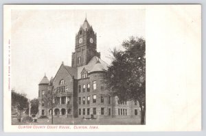 Sepia~Clinton County Courthouse~Tree On Side~Distant View~Courtyard~Iowa~Vintage