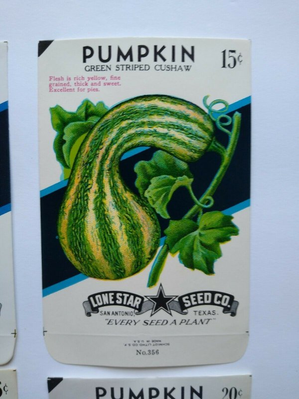 Halloween Gourds Pumpkins Seed Packs EMPTY Vintage Lot Of 4 Gourds Sugar Green