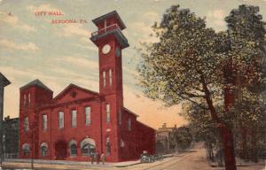Altoona Pennsylvania~City Hall~Tall Clock & Bell Tower~Men on Corner~1908 PC