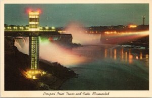 Prospect Point Tower Illuminated Niagara Falls NY Unused Postcard F28