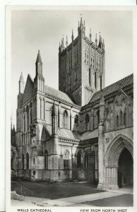 Somerset Postcard - Wells Cathedral - View from North West - Real Photo  ZZ1999