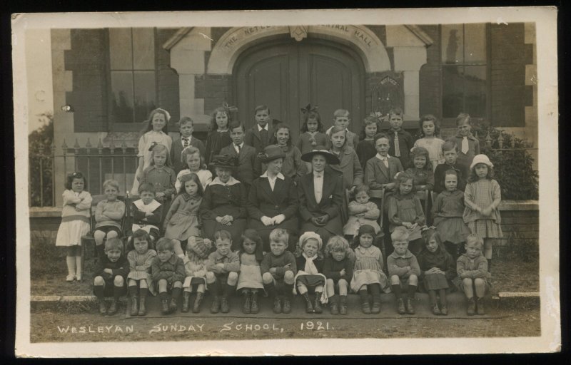 Wesleyan Sunday School, 1921. T.I.C. Real Photo Postcard. Thomas Illingworth Co.