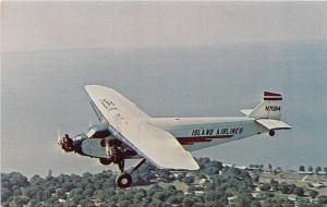 D49/ Put-In-Bay Ohio Postcard Chrome Tin Goose Airplane Ford Tri-Motor