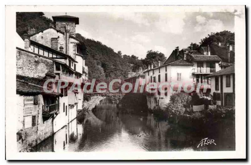 Postcard Old St Jean Pied de Port edges of the Nive