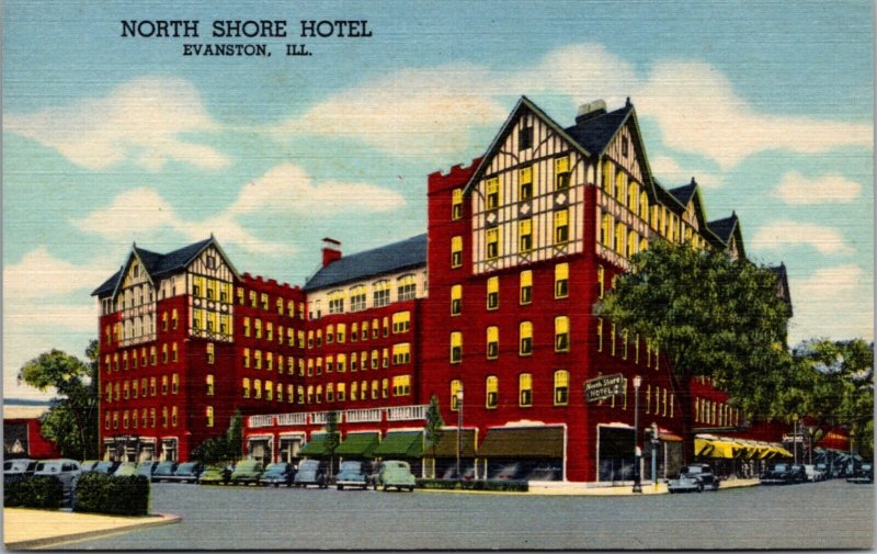 Linen Postcard North Shore Hotel in Evanston, Illinois