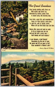 The Great Smokies, Lovely Winding Paths, Poem, Harry Russell Wilkins, Postcard
