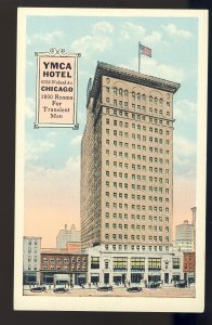 Chicago, Illinois/IL Postcard, YMCA Hotel, Wabash Avenue, Old Cars