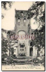 Old Postcard Ruins of the Abbey of Jumieges Nave of the church Notre Dame vie...