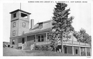 Sumner, ME Maine   L.M. ROBINSON D.D Summer Home~Library OXFORD COUNTY Postcard