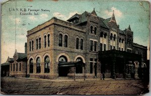 1910 EVANSVILLE IND LOUVILLE & NASHVILLE L & N PASSENGER STATION POSTCARD 25-113
