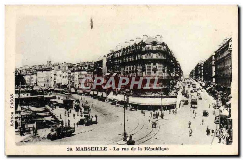 Old Postcard Marseille La Rue De La Republique