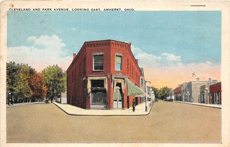 G33/ Amherst Ohio Postcard c1910 Cleveland Park Ave Stores Lorain