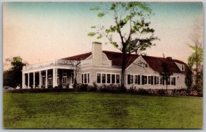 Vtg 1910s Country Club Club House Urbana Ohio OH Handcolored Albertype Postcard