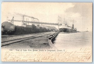1905 Loraine Ohio OH Postcard View Lake Erie Brown Hoists Foreground Scenic View