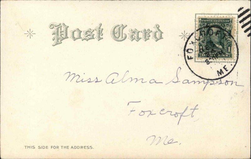 Christmas Angel Praying Holly c1900s-20s Postcard