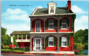 Bontura Natchez Mississippi MS Creole Home Style Brick Arches Patio Postcard