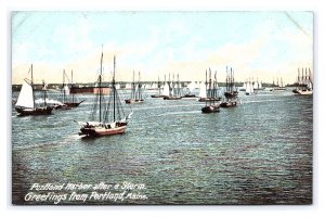 Portland Harbor After A Storm Greetings From Portland Maine Postcard Sailboats