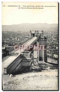 Old Postcard Marseille General view (taking elevators) of Our Lady of the Guard