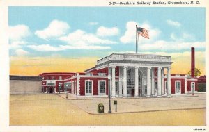 Greensboro North Carolina Southern Railway Station Vintage Postcard KK567