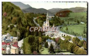 Postcard View over Old Lourdes Basilica