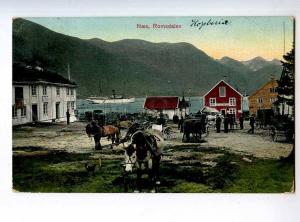 247954 NORWAY Naes Romsdalen ship port carriage 1909 year RPPC