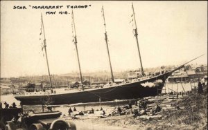 Camden ME Maine Ship Building Industry Schooner Margaret Throop RPPC