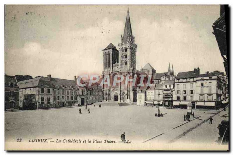 Old Postcard Lisieux Cathedral and Place Thiers