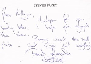 Steven Pacey Blakes 7 Hand Written Signed Letter