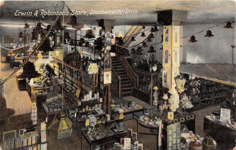 F6/ Steubenville Ohio Postcard c1910 Erwin & Robinsons Store Interior