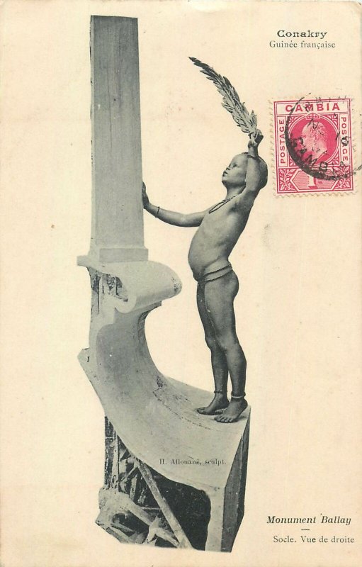 Guinea Postcard Conakry Henri Allouard Monument Ballay sculpture vue de droite