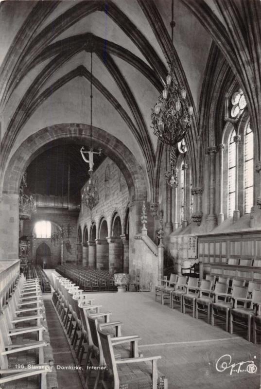 STAVANGER NORWAY NORGE DOMKIRKE INTERIOR~E B OPPI PHOTO POSTCARD