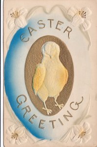 Easter Greetings With Chicken Embossed 1911