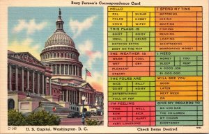 Busy Person's Correspondance Card US Capitol Washington D.C. Postcard PC50 #3