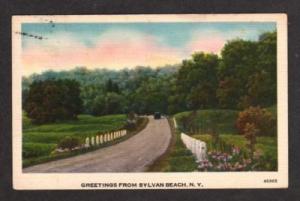 NY Greetings SYLVAN BEACH NEW YORK Postcard Linen PC