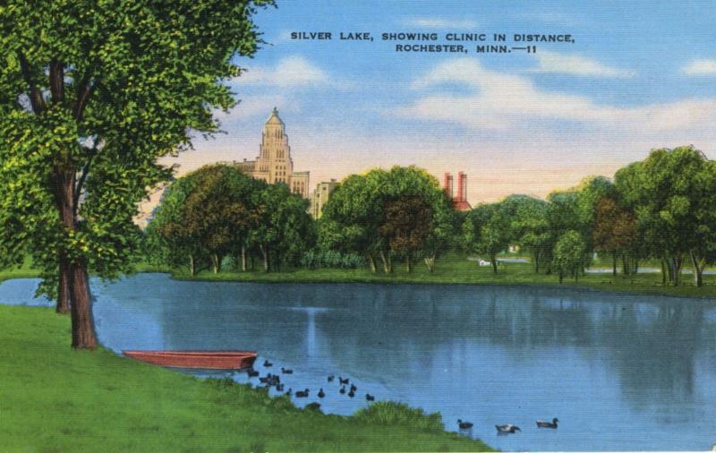 Rochester MN Silver Lake Vintage Linen Unused Postcard D12