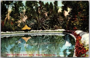 Redlands California, End View Mirror Lake, Smiley Heights, Waterfront, Postcard