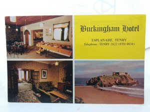 Buckingham Hotel The Esplanade Tenby Pembs Vintage Multiview Postcard