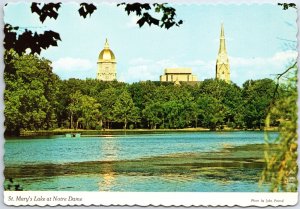VINTAGE POSTCARD CONTINENTAL SIZE ST. MARY'S LAKE AT NOTRE DAME INDIANA