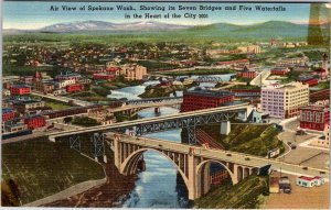 Postcard BRIDGE SCENE Spokane Washington WA AK4186