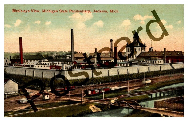 1916 Bird's-eye View, Michigan State Penitentiary, Jackson MI, postcard jj019